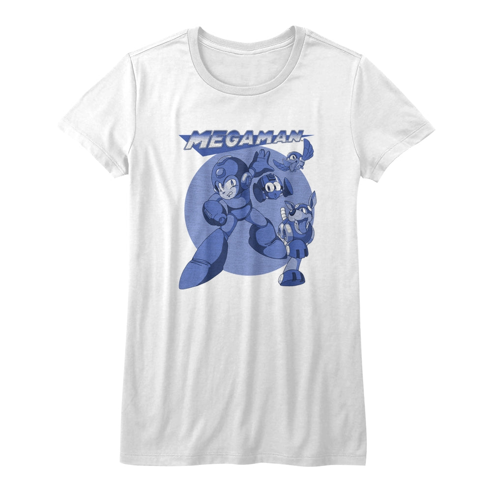 Mega Man Girls Juniors S/S T-Shirt - Megablues - Solid White Hoodie, Sweatshirt | CiraTrend.com