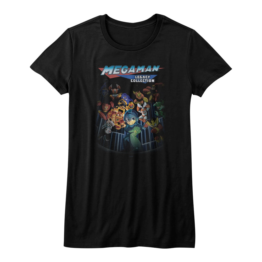 Mega Man Girls Juniors S/S T-Shirt - Legacy Collection - Solid Black Hoodie, Sweatshirt | CiraTrend.com