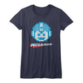 Mega Man Girls Juniors S/S T-Shirt - Megaface - Solid Navy Hoodie, Sweatshirt | CiraTrend.com