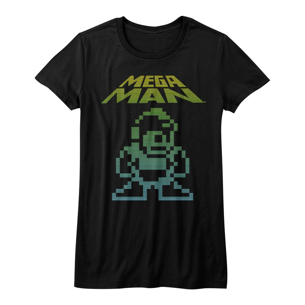 Mega Man Girls Juniors S/S T-Shirt - Mega Pixel - Solid Black Hoodie, Sweatshirt | CiraTrend.com