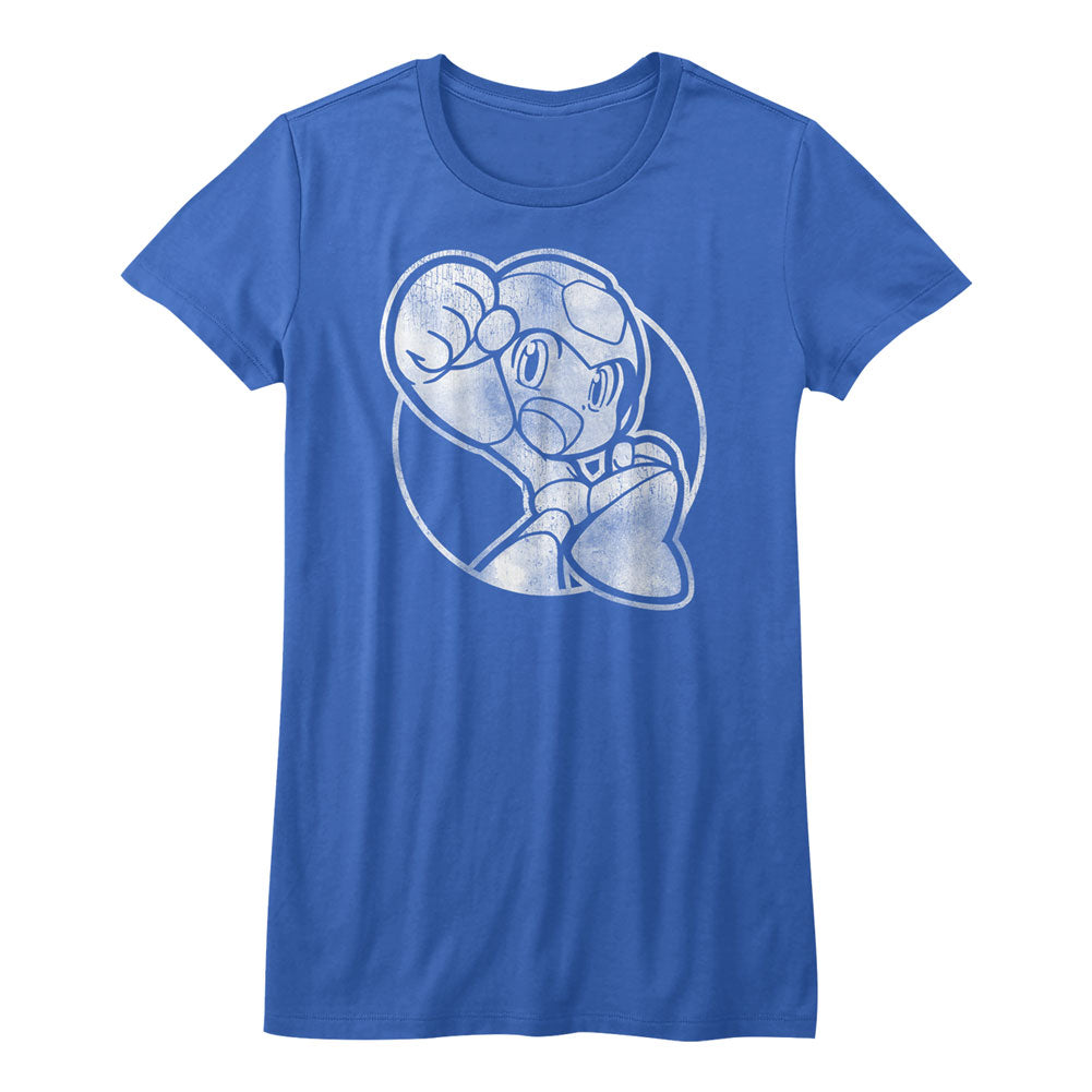 Mega Man Girls Juniors S/S T-Shirt - Fist Pump - Solid Royal Hoodie, Sweatshirt | CiraTrend.com