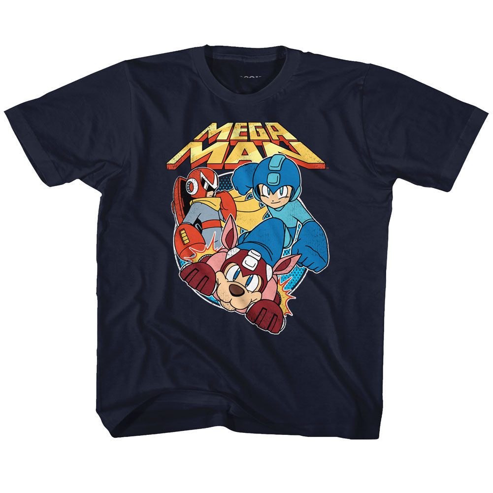 Mega Man Youth S/S T-Shirt - Flat Colors - Solid Navy Hoodie, Sweatshirt | CiraTrend.com