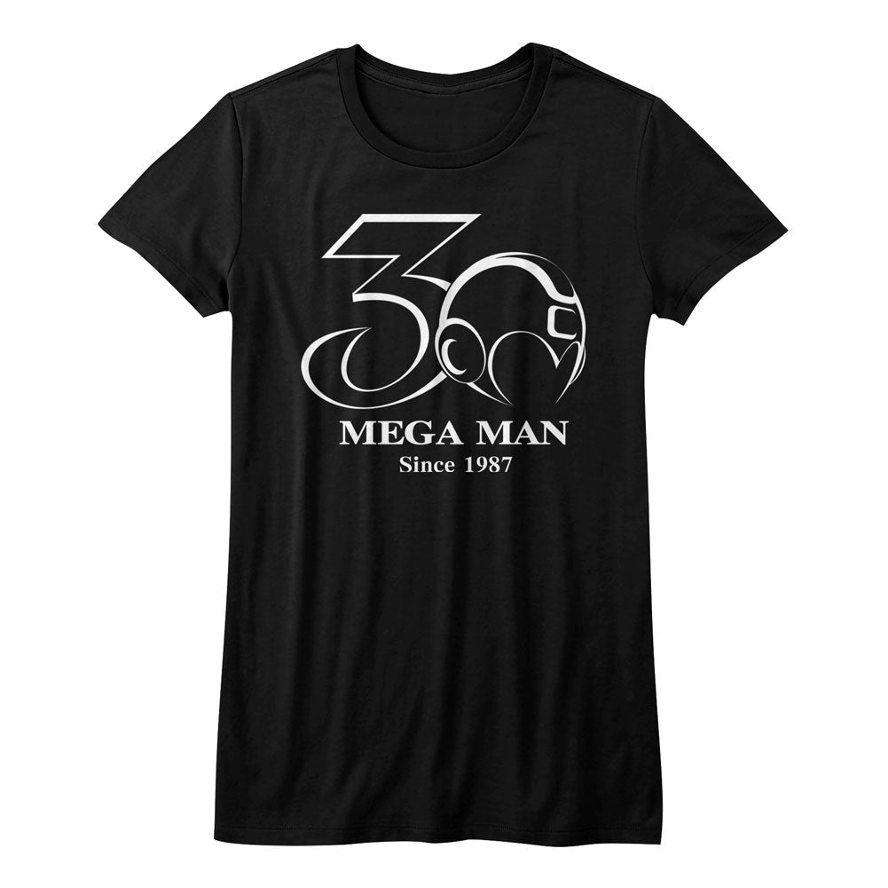 Mega Man Girls Juniors S/S T-Shirt - 30Th Bw - Solid Black Hoodie, Sweatshirt | CiraTrend.com