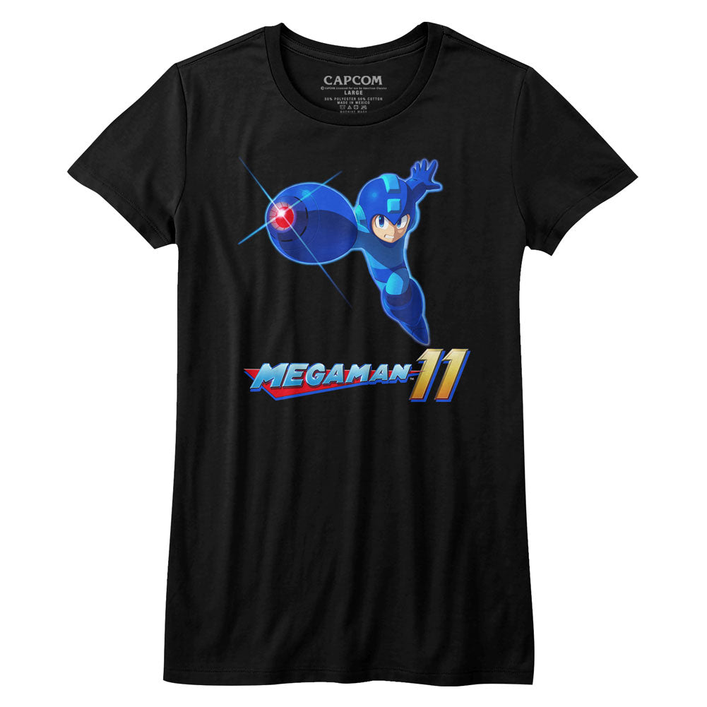 Mega Man Girls Juniors S/S T-Shirt - Mega 11 - Solid Black Hoodie, Sweatshirt | CiraTrend.com