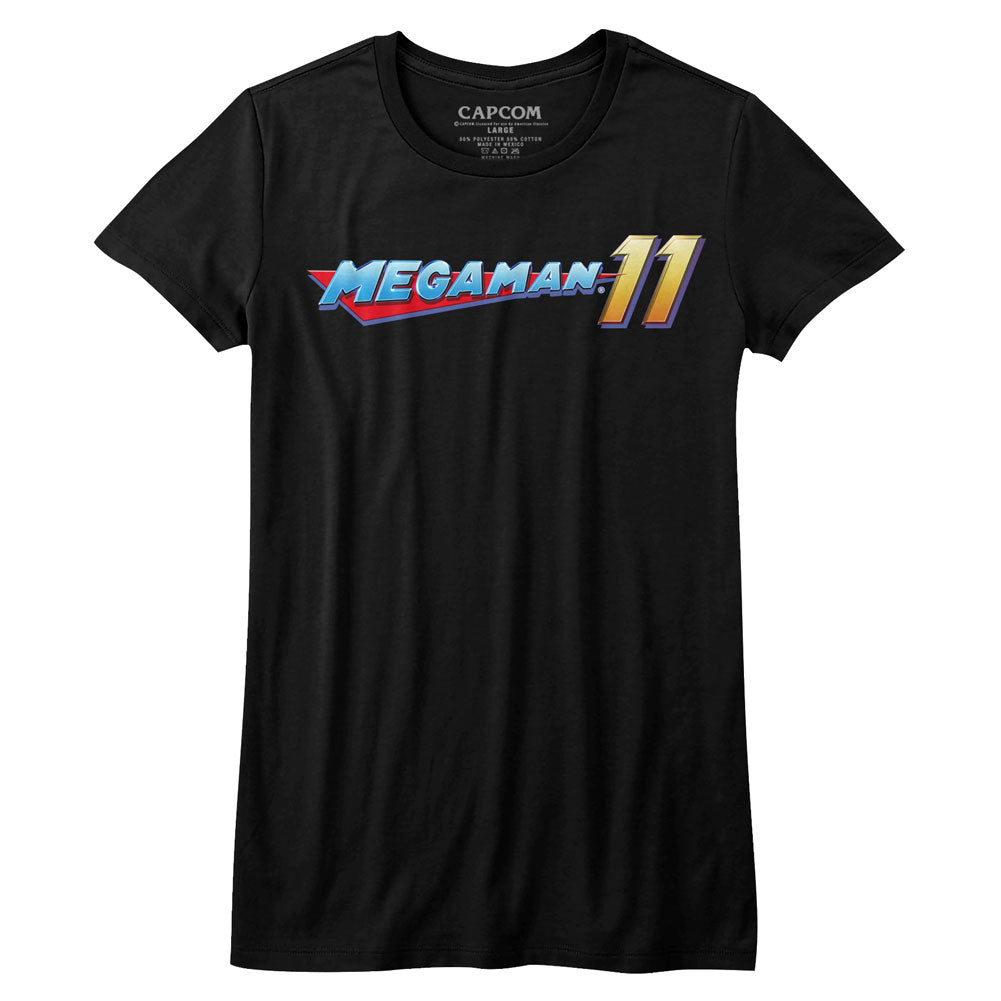 Mega Man Girls Juniors S/S T-Shirt - Mega Logo - Solid Black Hoodie, Sweatshirt | CiraTrend.com