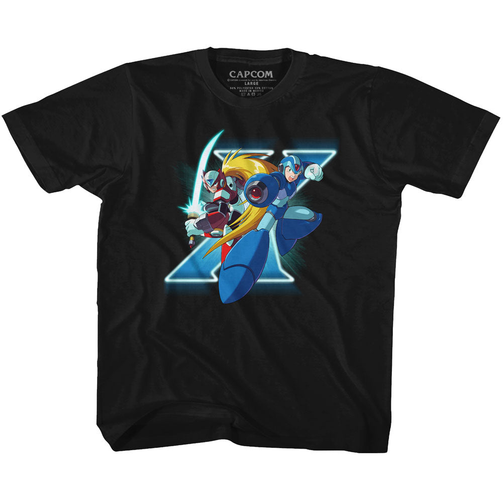 Mega Man Youth S/S T-Shirt - X And Zero - Solid Black Hoodie, Sweatshirt | CiraTrend.com