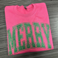MERRY green on Hot Pink Gildan Sweatshirt T-Shirts, Hoodie | CiraTrend.com