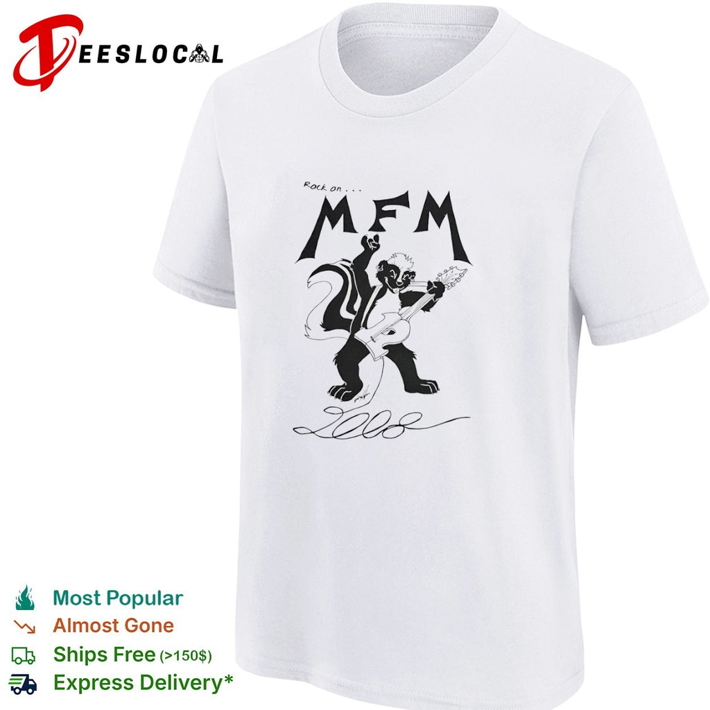 MFM rock on 2008 skunk guitar shirt