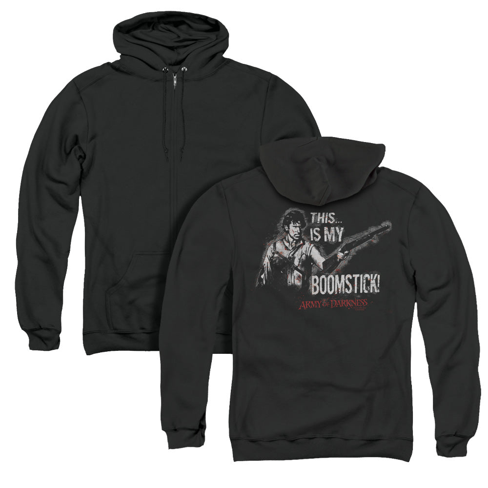 Army Of Darkness Boomstick Back Print Zipper Mens Hoodie Black T-Shirts, Sweatshirt | CiraTrend.com (Image 1)