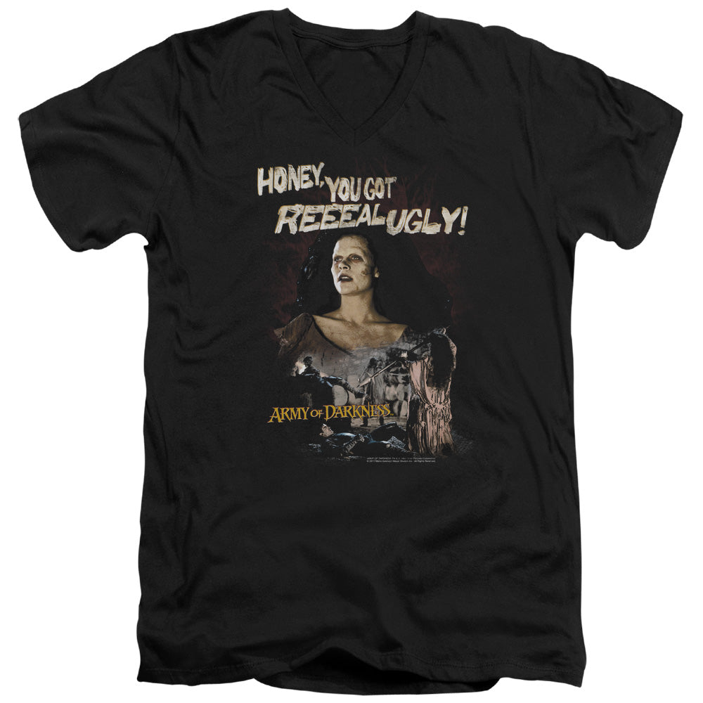 Army Of Darkness Reeeal Ugly! Mens Slim Fit V-Neck T Shirt Black Hoodie, Sweatshirt | CiraTrend.com
