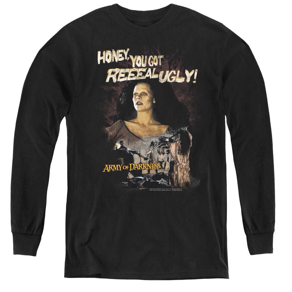 Army Of Darkness Reeeal Ugly! Long Sleeve Kids Youth T Shirt Black Hoodie, Sweatshirt | CiraTrend.com