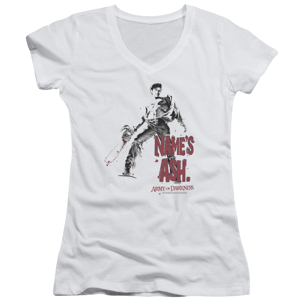 Army Of Darkness Names Ash - Juniors V-Neck T-Shirt Hoodie, Sweatshirt | CiraTrend.com