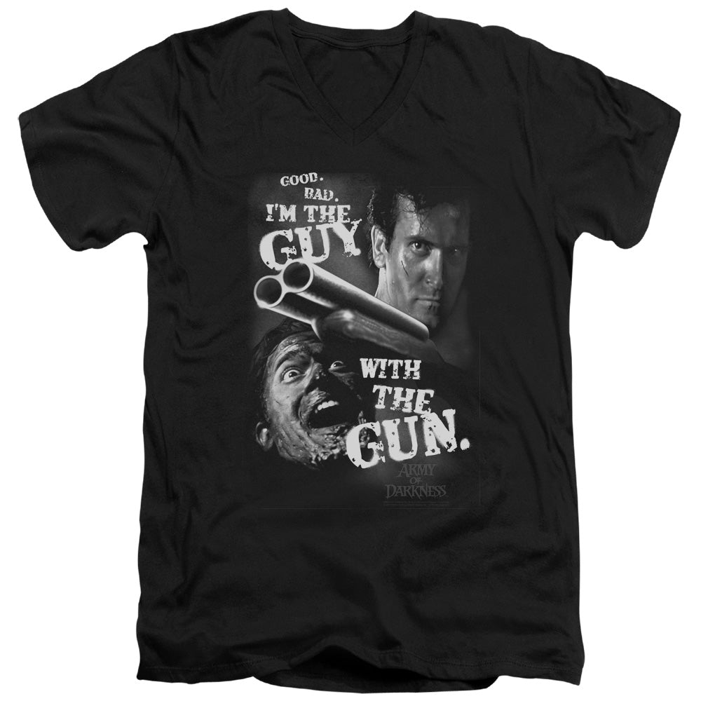 Army Of Darkness Guy With The Gun Mens Slim Fit V-Neck T Shirt Black Hoodie, Sweatshirt | CiraTrend.com