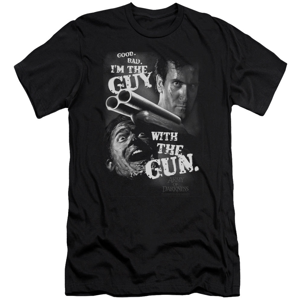 Army Of Darkness Guy With The Gun Premium Bella Canvas Slim Fit Mens T Shirt Black Hoodie, Sweatshirt (Image 2)