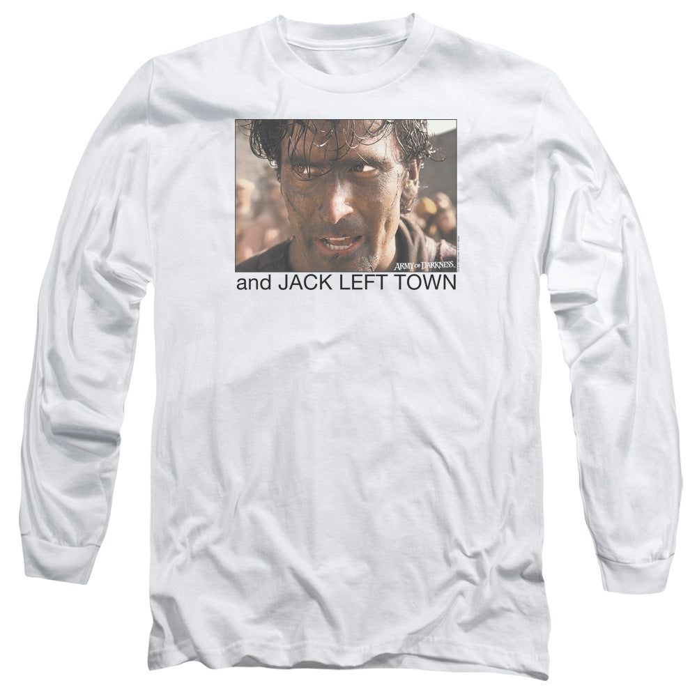 Army Of Darkness Jack Left Town Mens Long Sleeve Shirt White Hoodie, Sweatshirt | CiraTrend.com (Image 3)