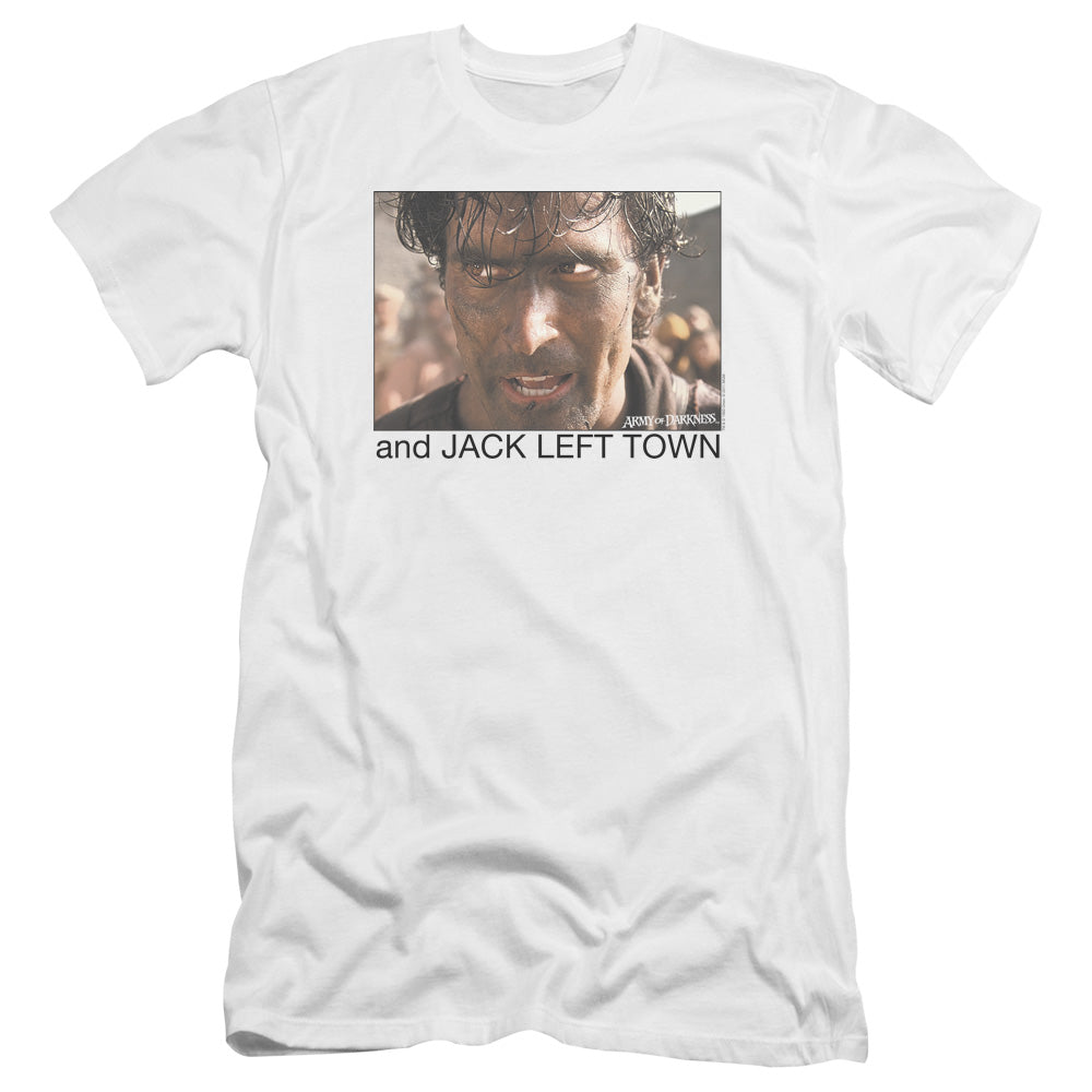 Army Of Darkness Jack Left Town Premium Bella Canvas Slim Fit Mens T Shirt White Hoodie, Sweatshirt | CiraTrend.com (Image 2)