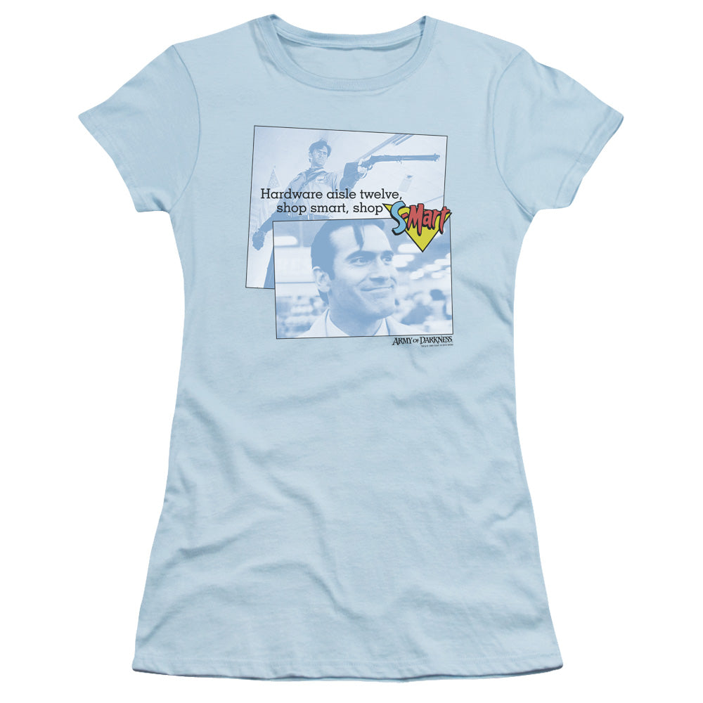 Army Of Darkness Shop S Mart Junior Sheer Cap Sleeve Womens T Shirt Light Blue Hoodie, Sweatshirt | CiraTrend.com
