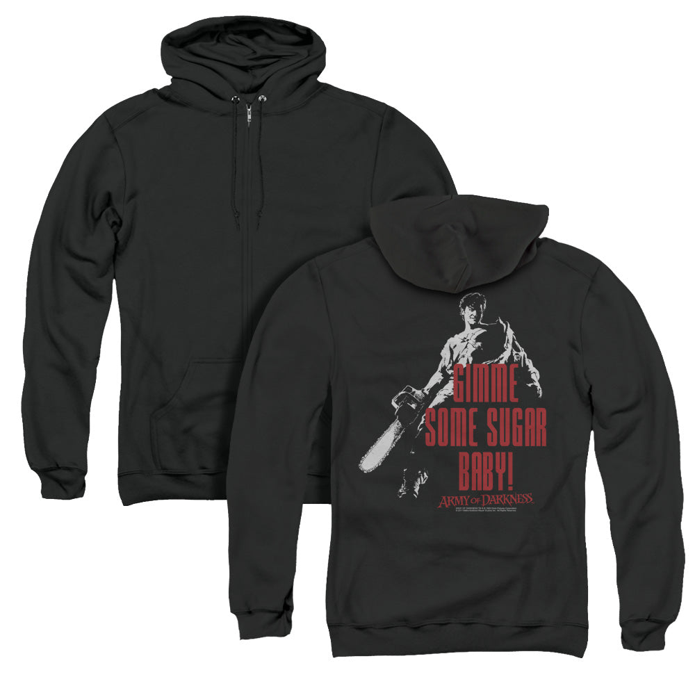 Army Of Darkness Sugar Back Print Zipper Mens Hoodie Black T-Shirts, Sweatshirt | CiraTrend.com (Image 1)