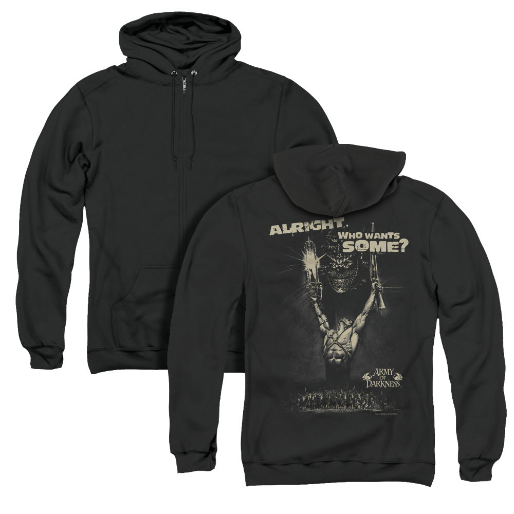 Army Of Darkness Want Some Back Print Zipper Mens Hoodie Black T-Shirts, Sweatshirt | CiraTrend.com (Image 1)