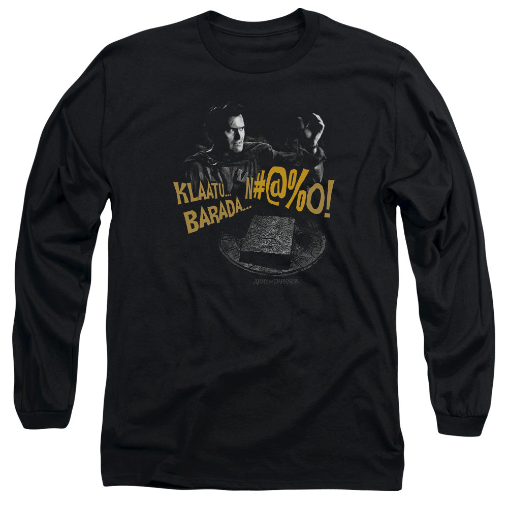 Army Of Darkness Klaatu...Barada Mens Long Sleeve Shirt Black Hoodie, Sweatshirt | CiraTrend.com (Image 3)