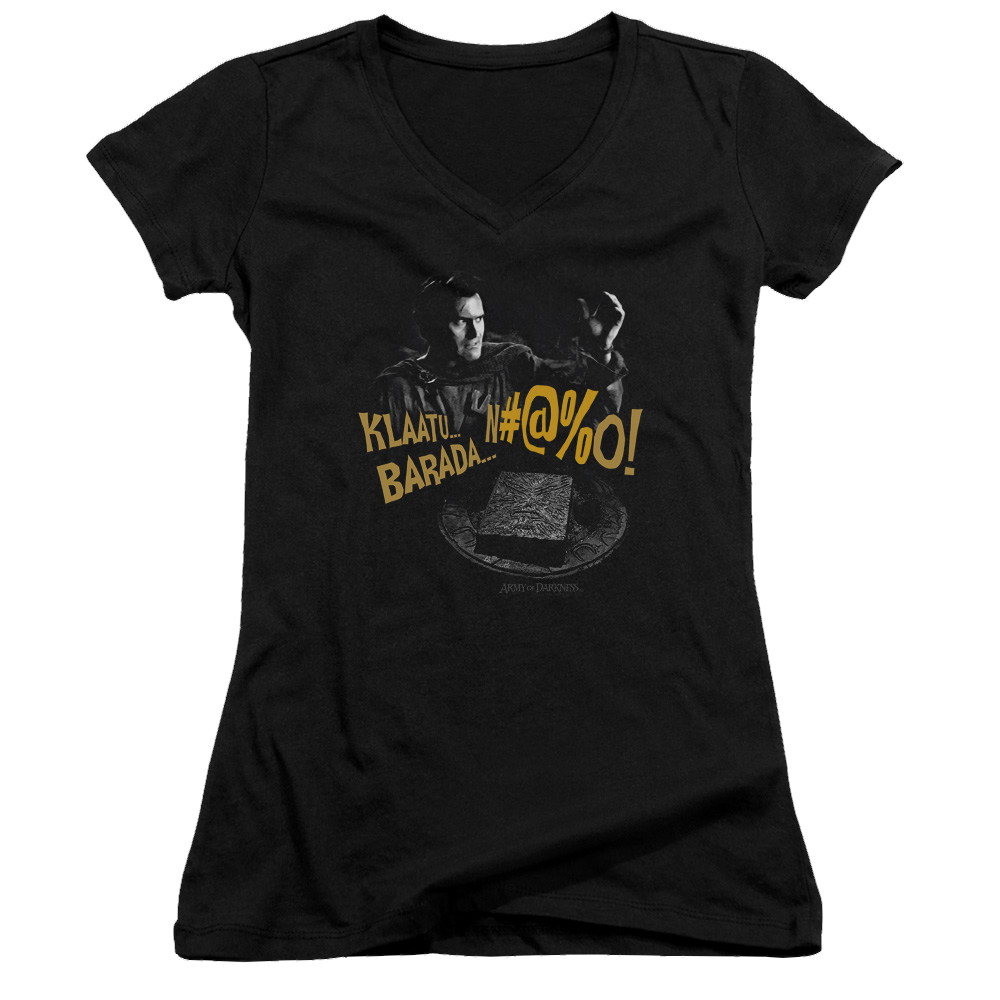 Army Of Darkness Klaatu...barada - Juniors V-Neck T-Shirt Hoodie, Sweatshirt | CiraTrend.com