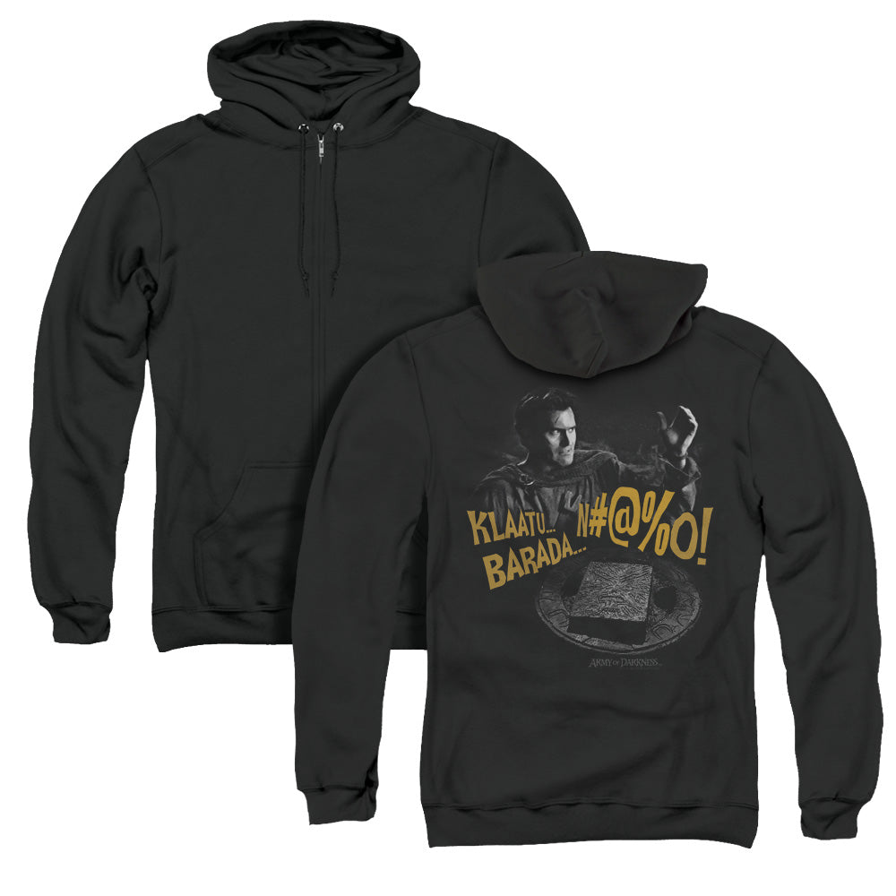Army Of Darkness KlaatuÃ¢â‚¬Â¦ Barada Back Print Zipper Mens Hoodie Black T-Shirts, Sweatshirt | CiraTrend.com (Image 1)
