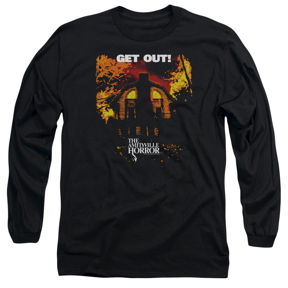 Amityville Horror Get Out Mens Long Sleeve Shirt Black Hoodie, Sweatshirt | CiraTrend.com (Image 1)