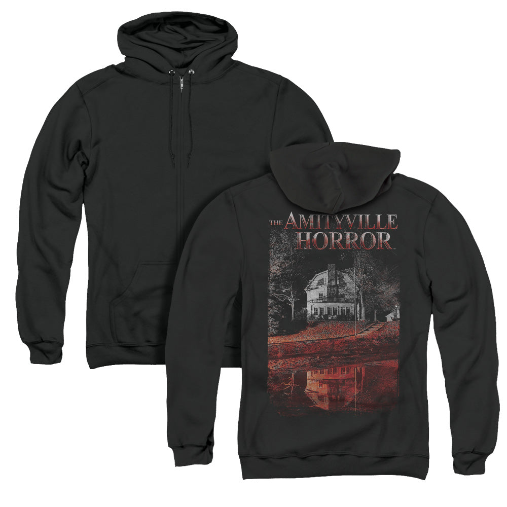 Amityville Horror Cold Blood Back Print Zipper Mens Hoodie Black T-Shirts, Sweatshirt | CiraTrend.com (Image 1)