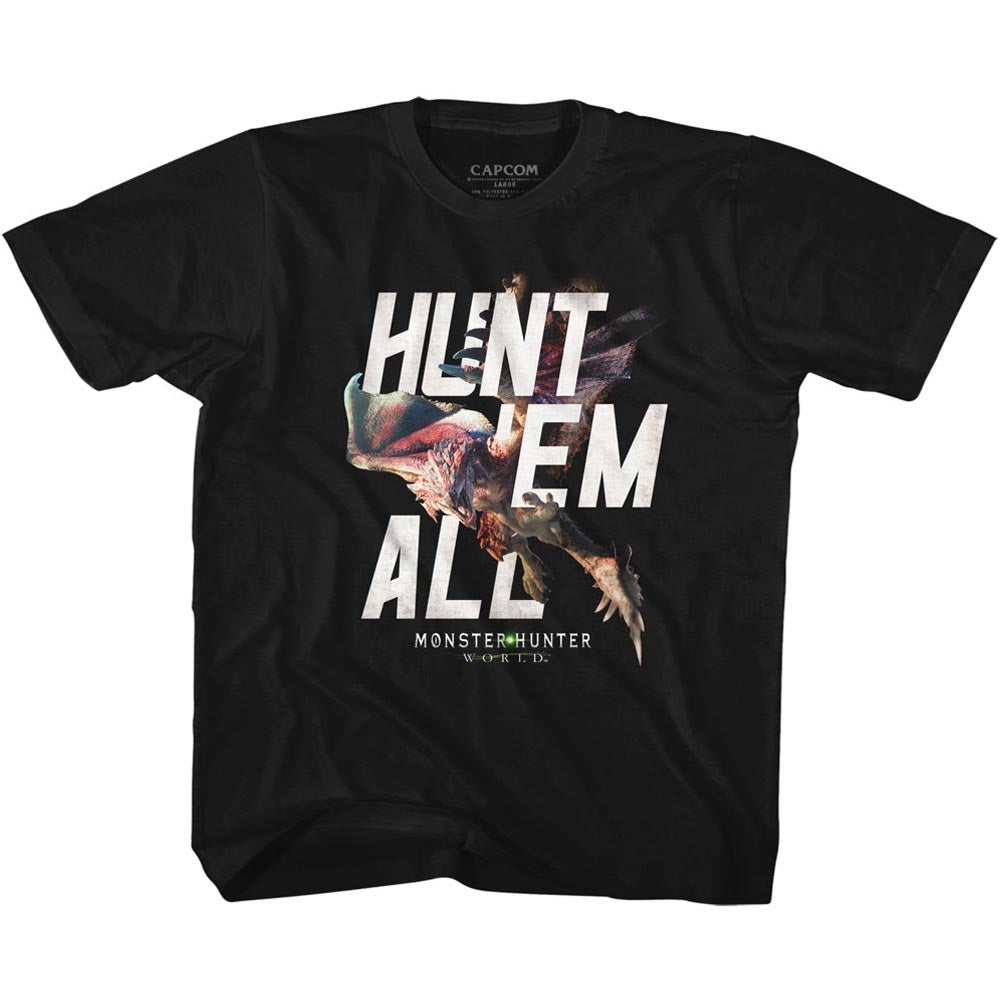 Monster Hunter Toddler S/S T-Shirt - Hunt Em All - Solid Black Hoodie, Sweatshirt | CiraTrend.com