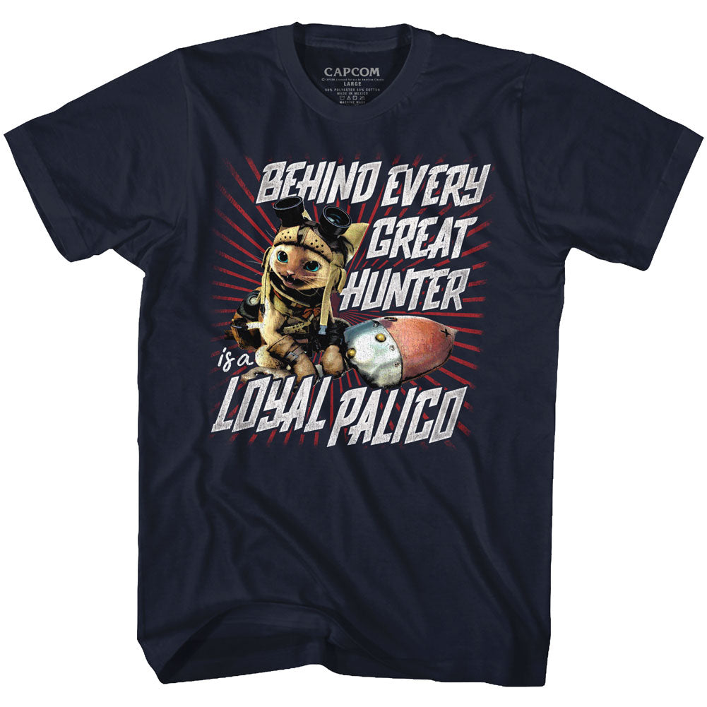 Monster Hunter Mens S/S T-Shirt - Loyal Palico - Solid Navy Hoodie, Sweatshirt | CiraTrend.com