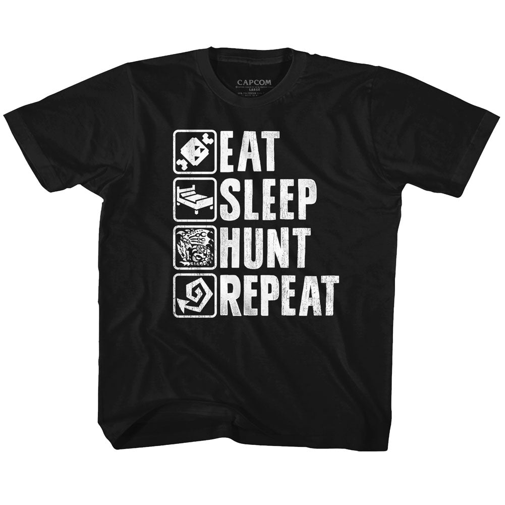 Monster Hunter Toddler S/S T-Shirt - Hunt Repeat - Solid Black Hoodie, Sweatshirt | CiraTrend.com
