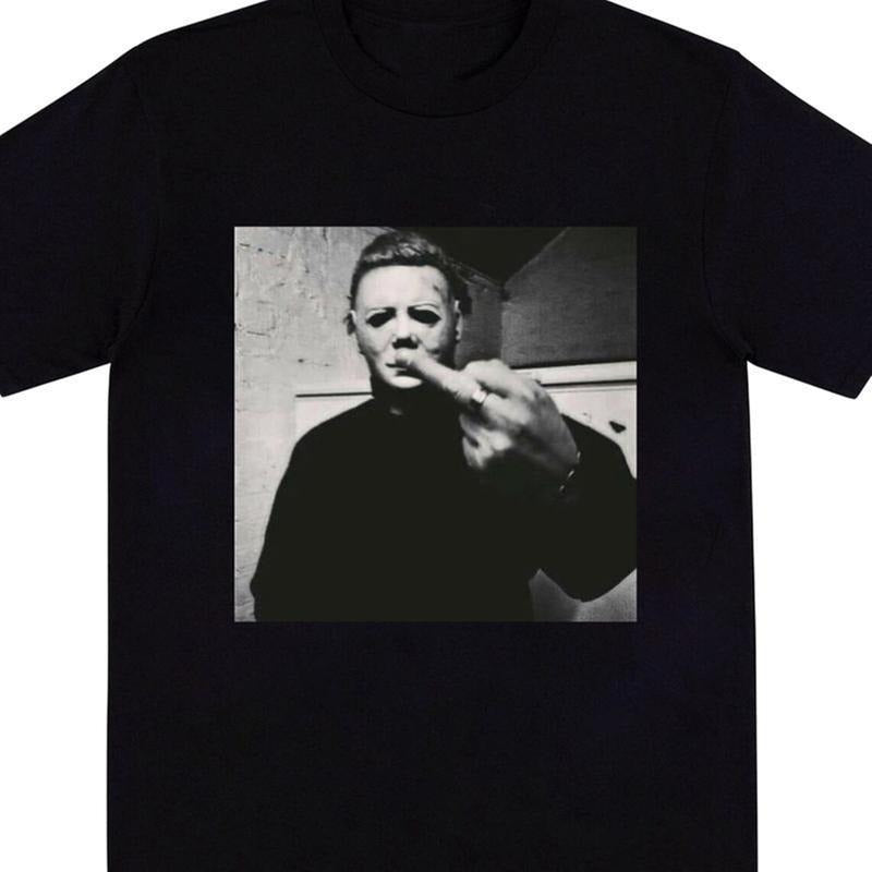 MICHEAL MYERS T-SHIRT, Michael Myers Halloween Middle Finger Horror Movie T-Shirt, Horror Movie Killers T-Shirt, Horror...