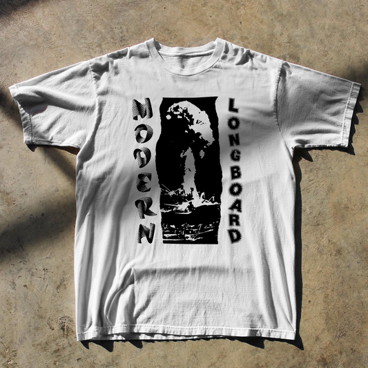 RETRO 80s SURF 'MODERN LONGBOARD' WHITE T-SHIRT