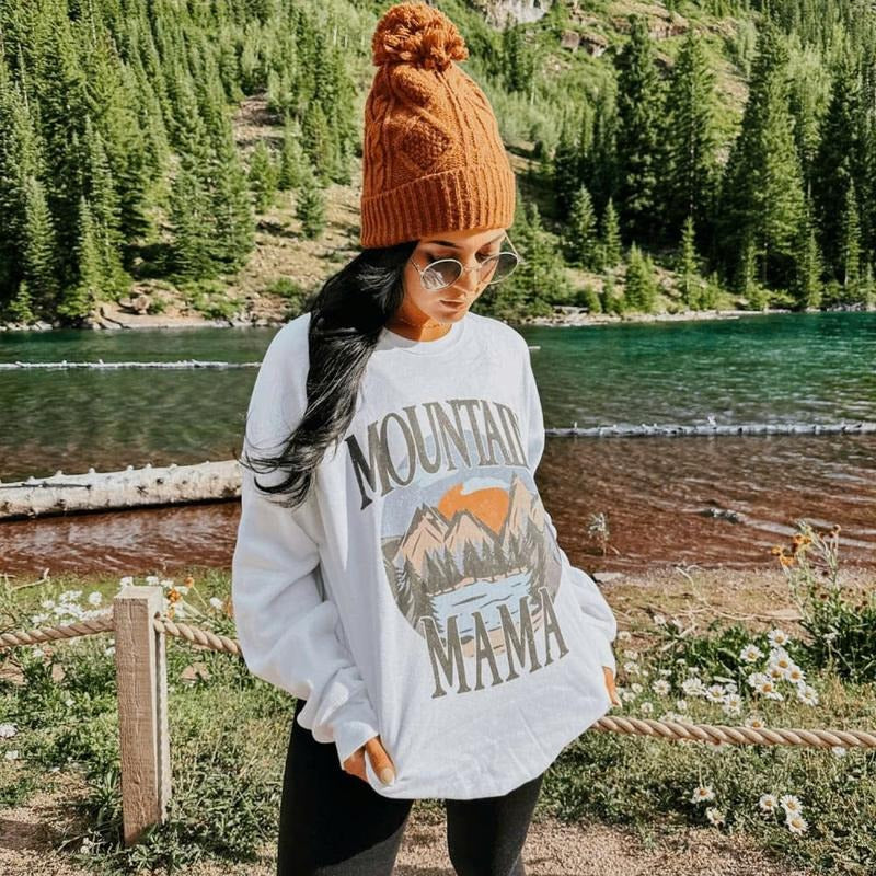 MOUNTAIN MAMA SWEATSHIRT Cotton Fabric Womenswear T-Shirts, Hoodie | CiraTrend.com