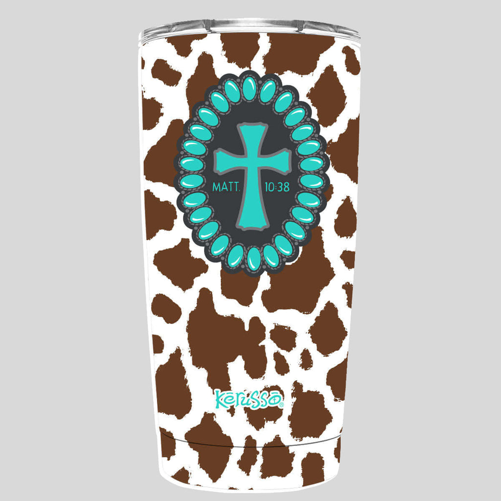 Kerusso 20 oz Stainless Steel Tumbler Cowhide Cross T-Shirts, Hoodie, Sweatshirt | CiraTrend.com (Image 1)