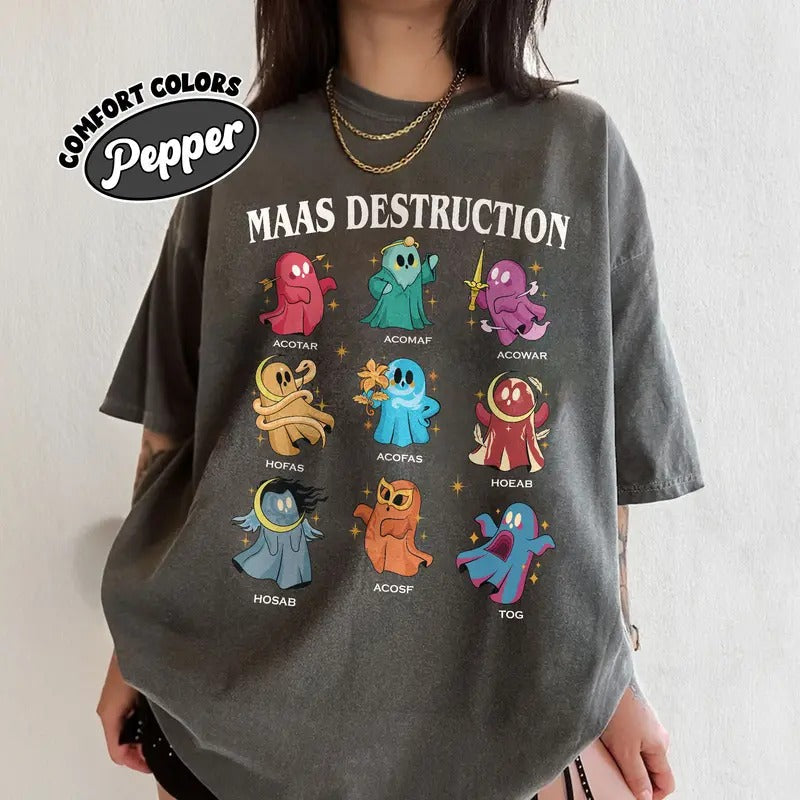 Maas Destruction Ghost Comfort Colors Shirt, SJM Fan Book Merch, Funny Halloween Bookish Tee, SJM Spooky Inspired Top...