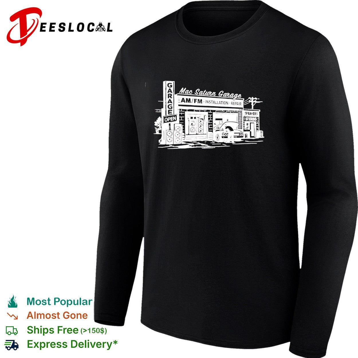 Mac Saturn Garage AM FM installation repair shirt