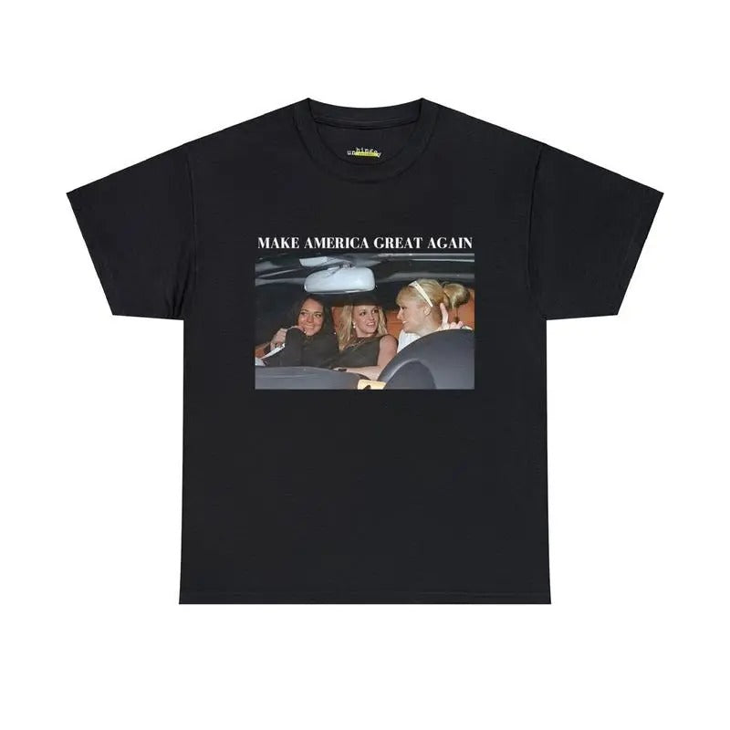 Make Amer1ca Great Aga1n Par1s T-Shirt, Lindsay Britney Car Tee Funny, Hilton Spears Lohan T-Shirt Meme, Dark Humor,...