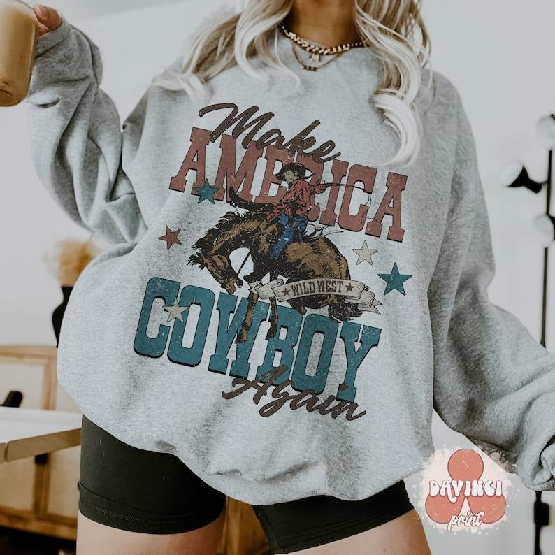 Make America cowboy again , 4th of july , Western 4th of july , Independence day T-Shirts, Hoodie, Sweatshirt | CiraTrend.com