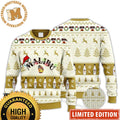 Malibu Rum Christmas Lights Santa Hat Reindeer Snowy Night Beige Vintage Holiday Ugly Sweater