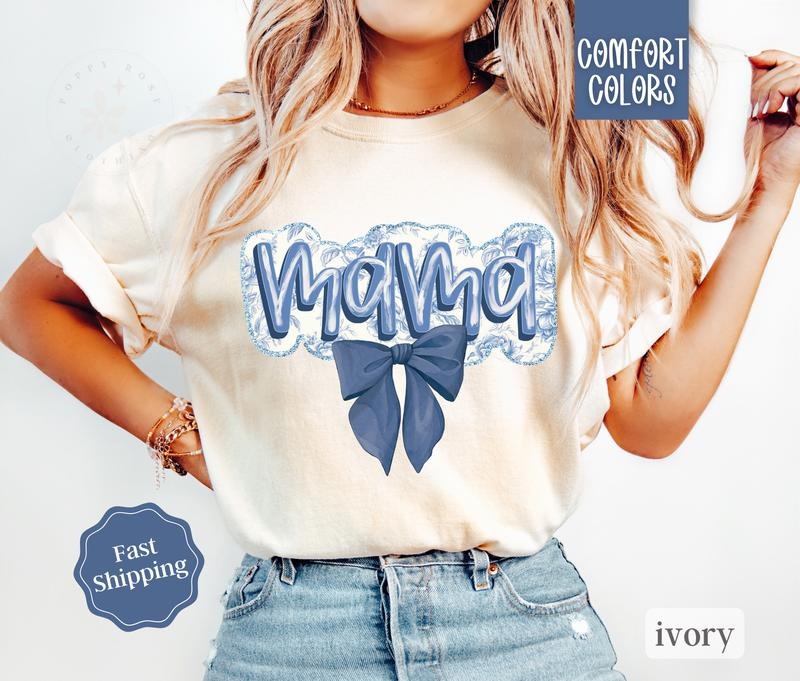 Mama Bow Shirt Comfort Colors, Coquette Mama Tshirt, Gift For Mom Womenswear Oversized Crewneck Tee Hoodie, Sweatshirt