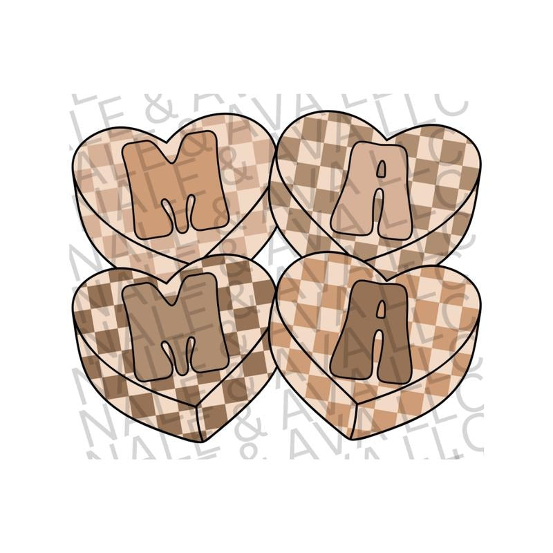 Mama Checkered Hearts DTF Transfer T-Shirts, Hoodie, Sweatshirt | CiraTrend.com