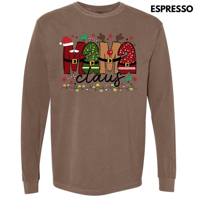 Mama Claus Christmas Long Sleeve Comfort Colors T-Shirt 'NLB' Hoodie, Sweatshirt | CiraTrend.com