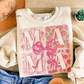 Mama Coquette Bow Shirt, Floral Retro Mama Shirt, Trendy Mother Shirt, Vintage Mama Bow Shirt, Aesthetic Mom Shirt...