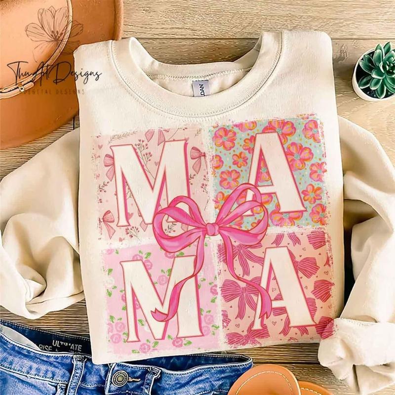 Mama Coquette Bow Shirt, Floral Retro Mama Shirt, Trendy Mother Shirt, Vintage Mama Bow Shirt, Aesthetic Mom Shirt...
