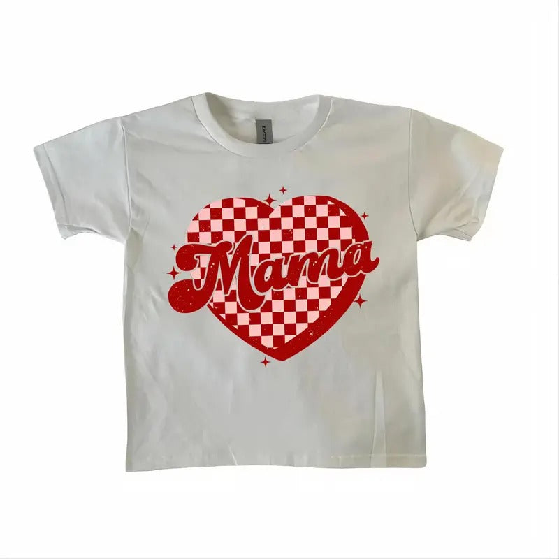 Mama Mini Checkered Heart Baby Tee, Mama Mini Valentine, Retro Valentine Baby Tee, Valentine Baby Tee Hoodie, Sweatshirt