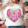 Mama Mini Valentine Hearts Sweatshirt, Valentines Day Coquette Bow Sweatshirt, Pink Valentines Sweatshirt, Brushstroke...