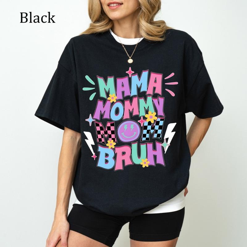 Mama Mommy Mom Bruh T-Shirt, Funny Mom Life Tee, Retro Flower Mama Shirt, Ultra Soft Cotton Tee, Everyday Casual Wear...
