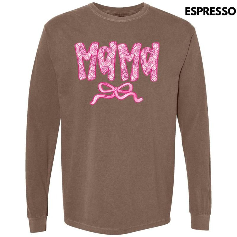 Mama Patterned Coquette Long Sleeve Comfort Colors T-Shirt Hoodie, Sweatshirt | CiraTrend.com