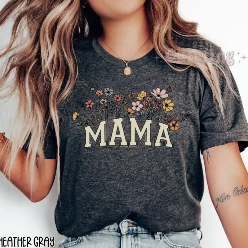 Mama Shirt, Wildflowers Mama TShirt, Mothers Day Gift for New Mom Gift, Baby Shower Gift, Pregnancy Gift, Mom Est 2024,...